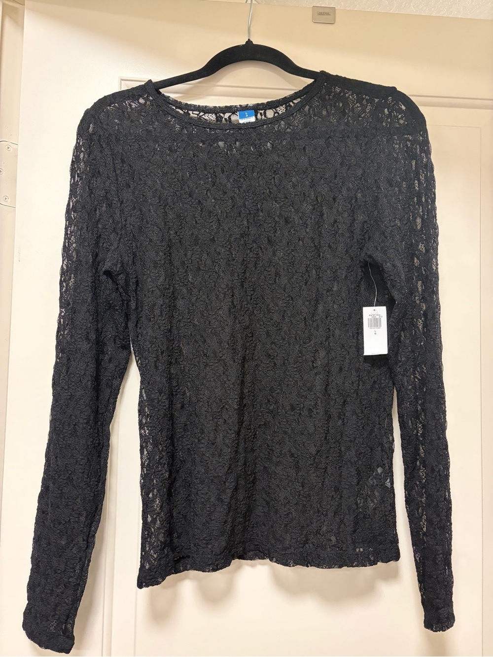 Old Navy Black Lace Long-Sleeve Top - Sheer Floral Overlay